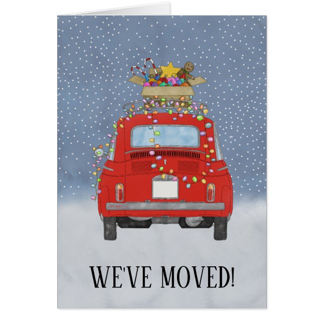 Nytt adress meddelande om Retro Fiat 500-bil Hälsningskort (Framsidan)