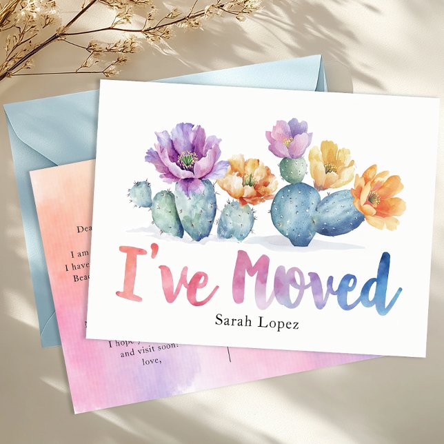 Nytt adress meddelande om vattenfärgsaktualitet vykort (I've Moved Postcard - House Move Announcement  )