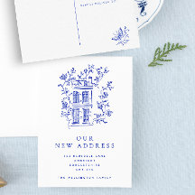 Nytt adress meddelande om vintage Blue Blommigt Ho