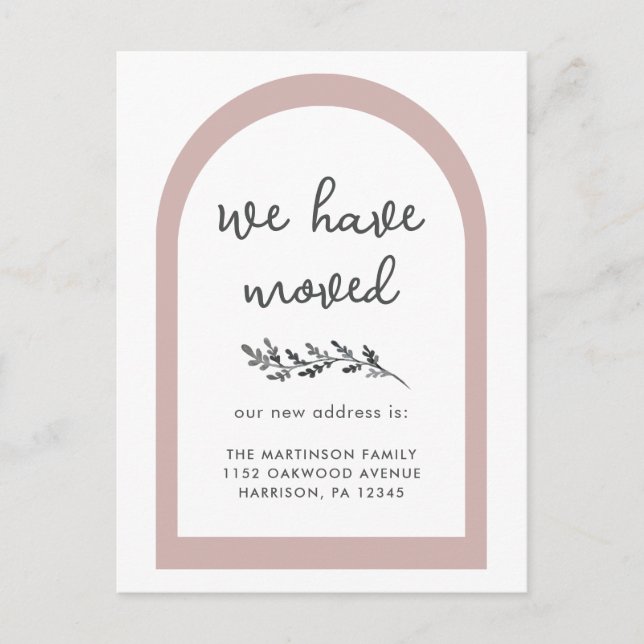 Nytt adress modernt skript med enkelt botaniskt vykort (Framsida)