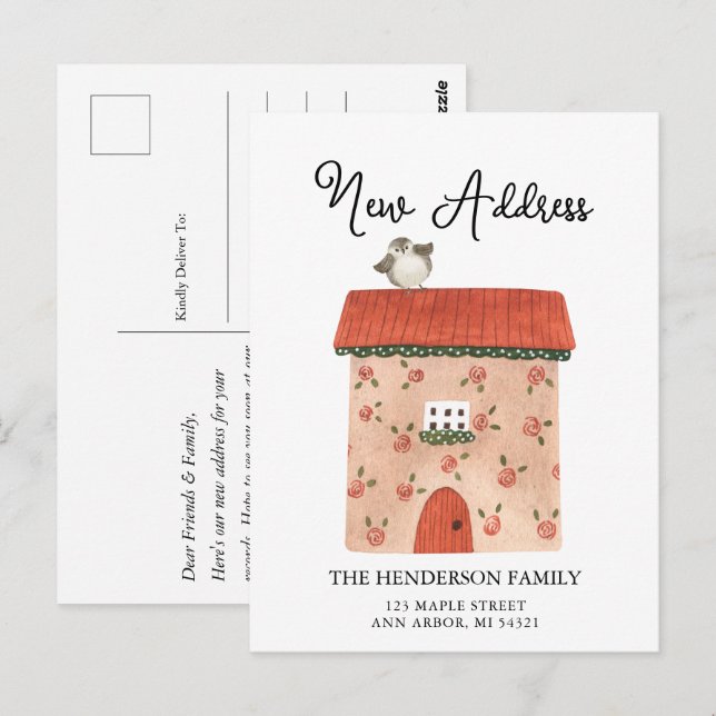 Nytt adress nytt vykort för Flytta i hemmet (Fram/baksida)