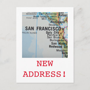 Nytt adress tillkännagivande av San Francisco Meddelande Vykort