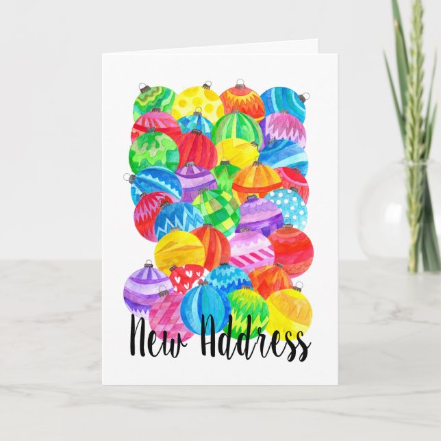 nytt adress tillkännagivande , vattenfärgbubblor helgkort (Framsida)