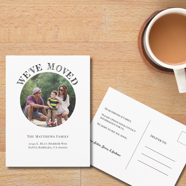 Nytt adress vykort för foto i Vi har flyttat Famil (Skapare uppladdad)