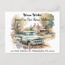 Nytt adress vykort för pickupa Lastbil Vi har flyt