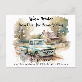 Nytt adress vykort för pickupa Lastbil Vi har flyt