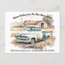 Nytt adress vykort för pickupa Lastbil Vi har flyt