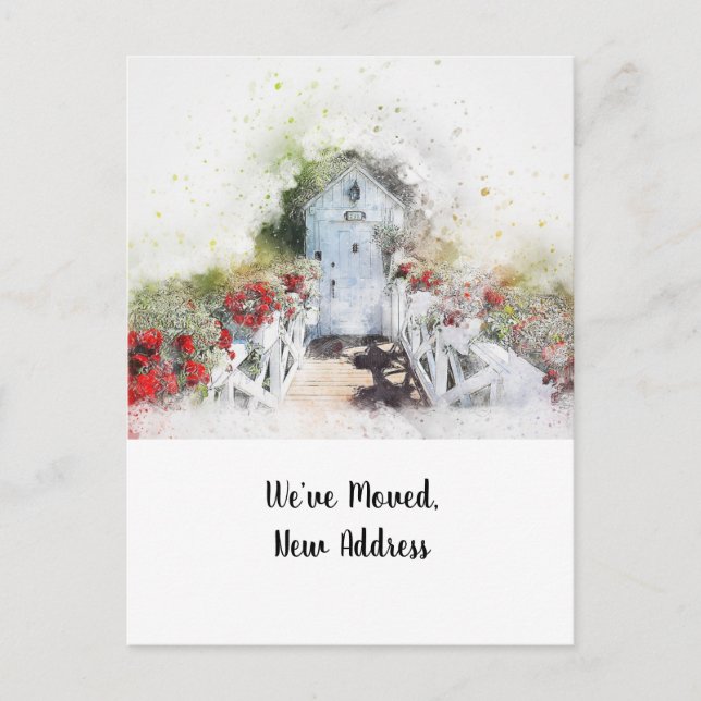 Nytt adress vykort för vattenfärgsdörr (Framsida)