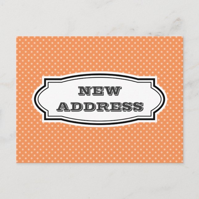 Nytt adress vykort med orange polka dots (Framsida)