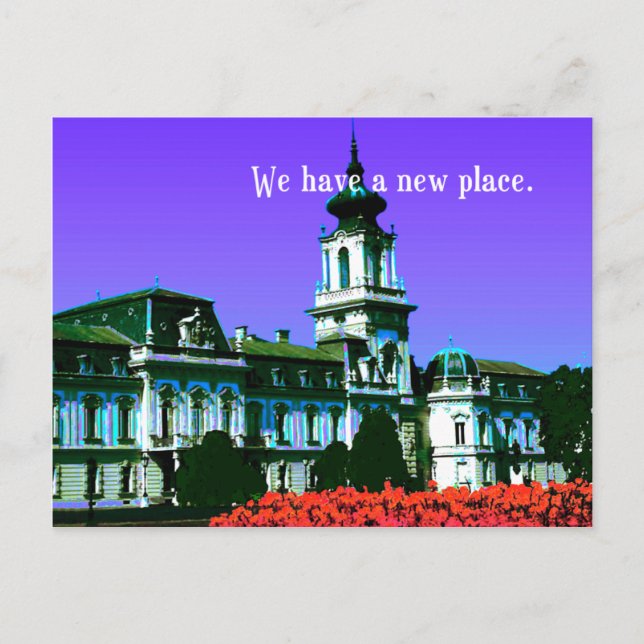 Nytt adress vykort: "Vi har ett Ny adress" Meddelande Vykort (Framsida)