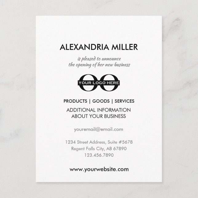 Nytt affärsmeddelande vykort (Framsida)