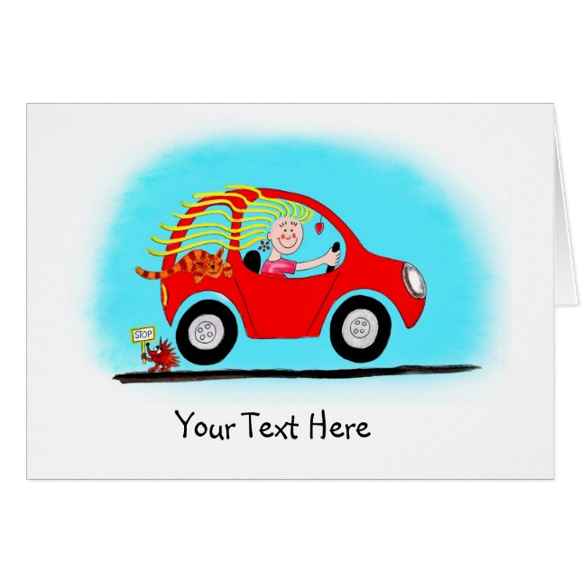 Nytt Anpassade för drivrutin för flicka Hälsningskort (Framsidan Horizontal)