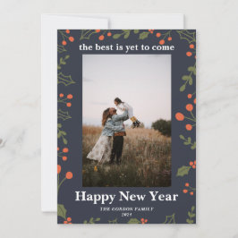 Nytt år 1: Foto botaniskt Helgdag Holly Modern Julkort