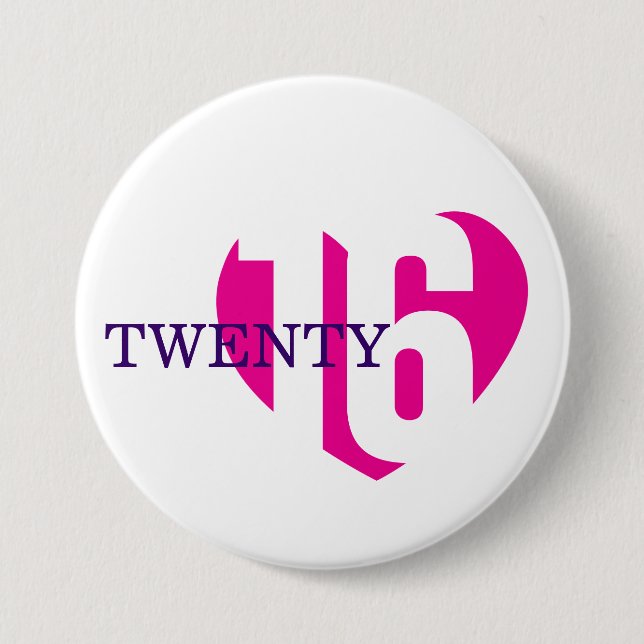 Nytt år 2016, knapp/bricka i kärlek 2016 knapp (Framsida)