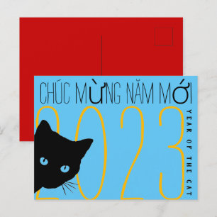 Nytt år 2023 för modern vietnamesisk katt helg vykort
