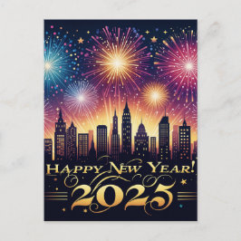 Nytt år 2025 Fireworks Firande-vykort Vykort