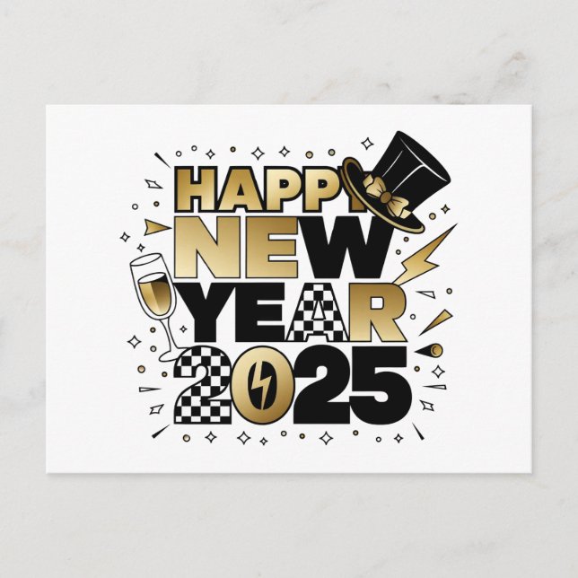 Nytt år 2025 helg vykort (Framsida)