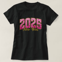 Nytt år 2025 | Rosa Sequin nyår Party T-Shirt