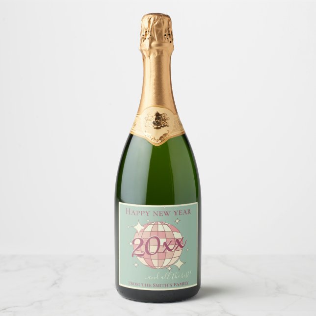 Nytt år 2025: rosa teal retro party (Framsida)