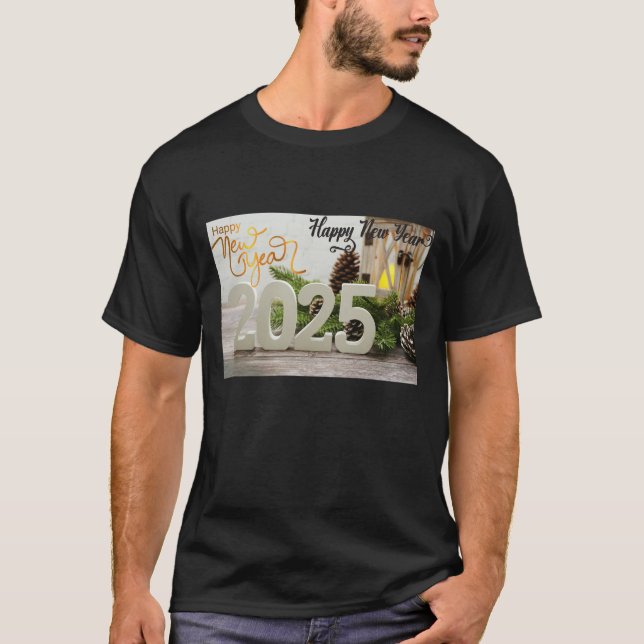 Nytt år 2025 T-Shirt-design med festlig dekoration T Shirt (Framsida)