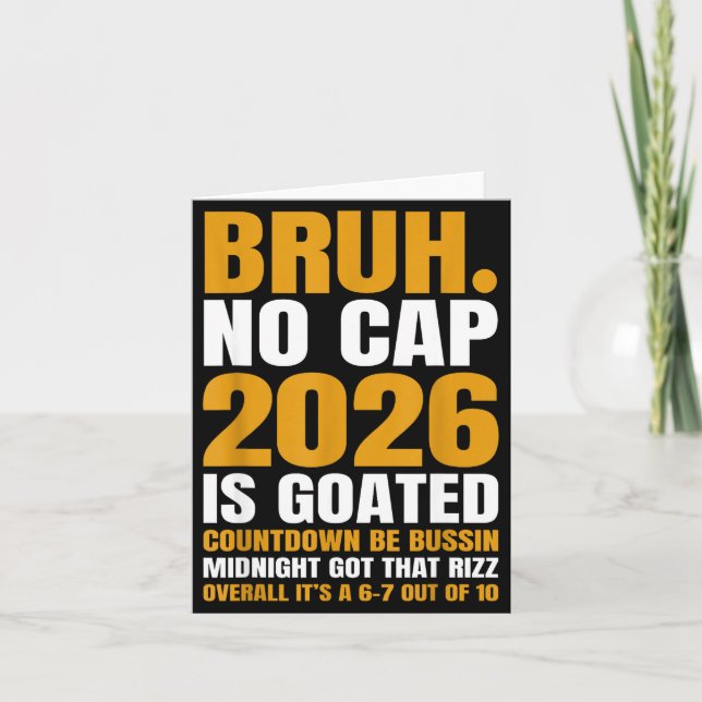Nytt år 2026 Bruh No Cap Nedräkning Bussin Roligt  Kort (Framsida)
