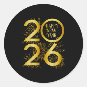 Nytt år 2026 Fireworks - Gott nytt år 2026 Runt Klistermärke