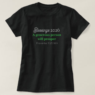 Nytt år 2026 Välstånd Svarta och Gröna Välsignelse T Shirt