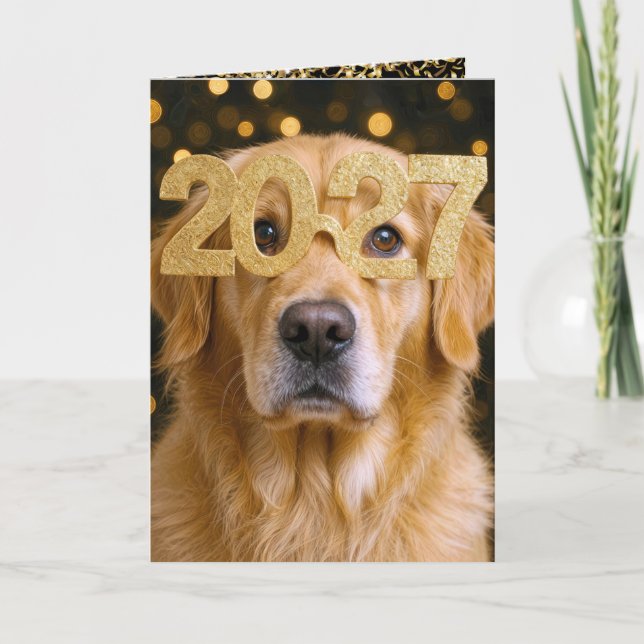 Nytt år 2027 Golden Retriever Humor Kort (Framsida)
