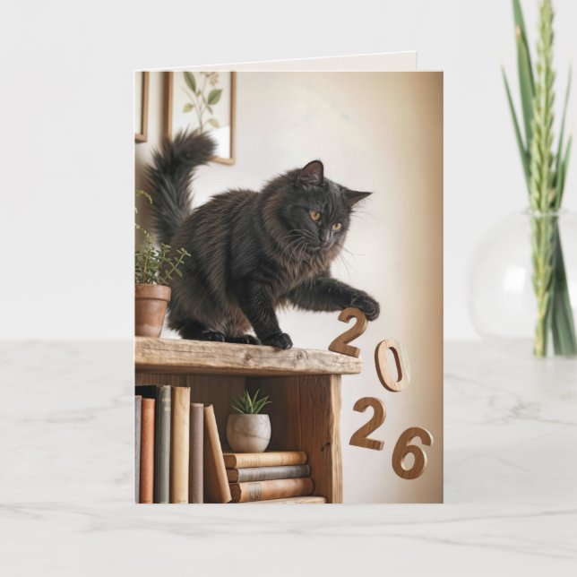 Nytt år 2027 Lekfull katt Kort (Framsida)
