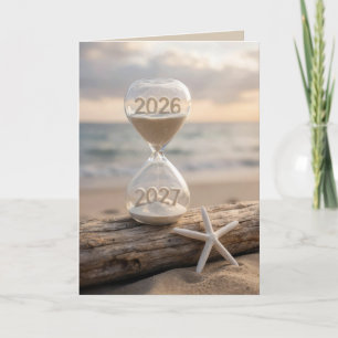Nytt år 2027 Strand Timmerglas Kort