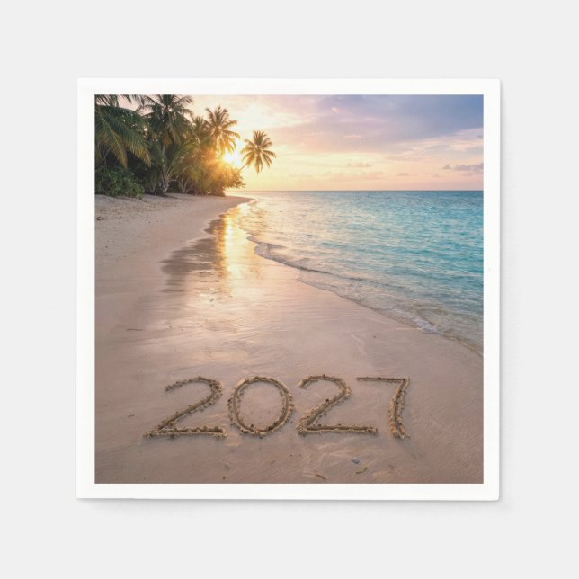 Nytt år 2027 Tropisk strand Pappersservett (Framsidan)