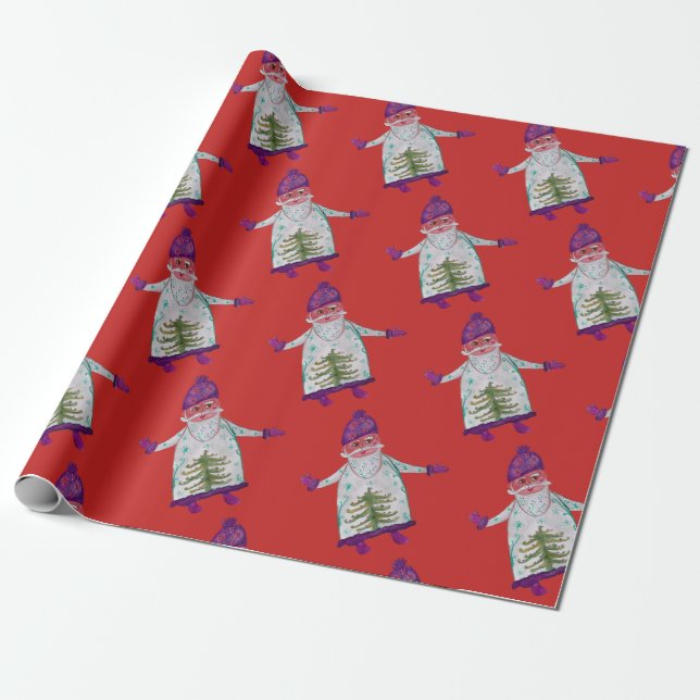 Nytt år, Anpassad Tomte Presentationspapper Presentpapper (Utrullad)