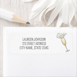 Nytt år champagneglas returadress etikett