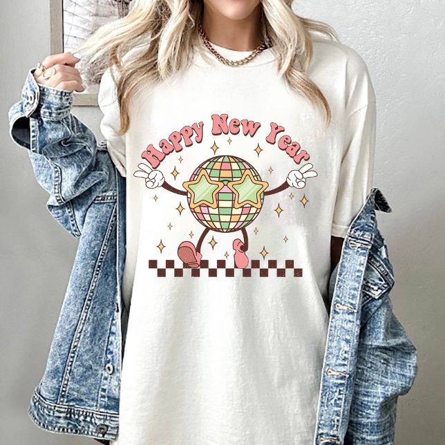 Nytt år Disco Boll Gott nytt år Retro T Shirt (Skapare uppladdad)