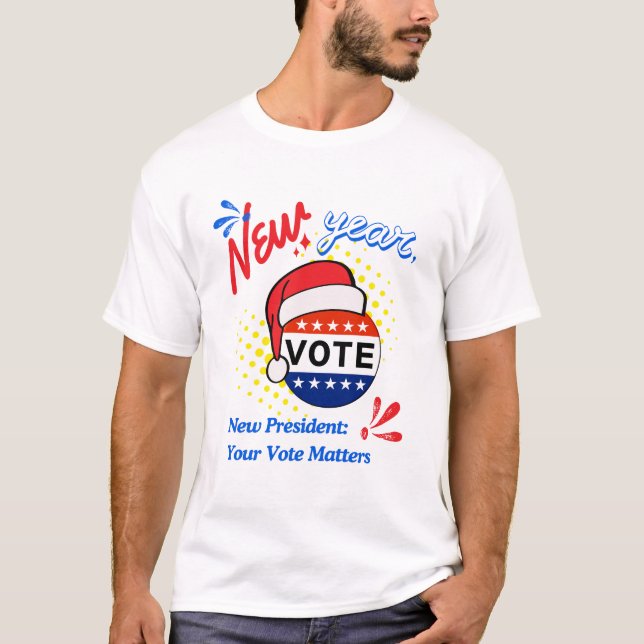 Nytt år - er röst - USA Santa T Shirt (Framsida)
