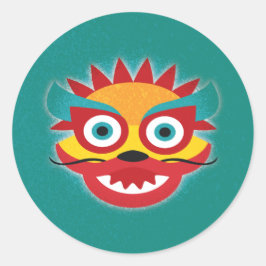 Nytt år för kinesiska drakmer Lycka till Runt Klistermärke