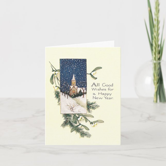 Nytt år för vintage helgkort (Framsida)