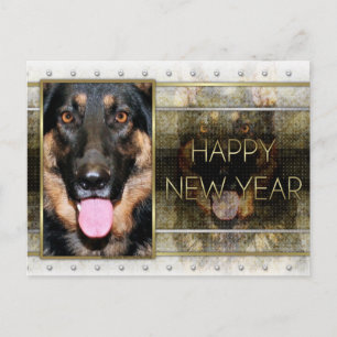 Nytt år - Golden Elegance - German Shepherd Kuno Helg Vykort