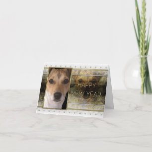 Nytt år - guld- elegans - jack Russell Helgkort