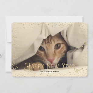 Nytt år Guld Glitterprickar Fotokort Julkort