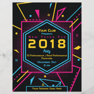 Nytt år nära stil party reklamblad