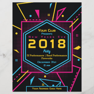 Nytt år nära stil party reklamblad