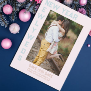 Nytt år, Newlyweds Retro-Helgdag Spara Datumet
