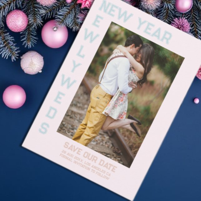 Nytt år, Newlyweds Retro-Helgdag Spara Datumet (Skapare uppladdad)