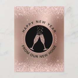Nytt år Ny Hemadress Rosa Guld Adressändring Vykort