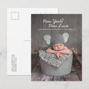Nytt År Ny Kärlek Högtid Födelse Baby Foto Meddelande Vykort
