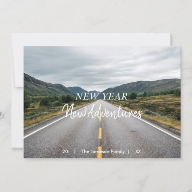Nytt år Nya Äventyr | Foto Vikt Helgkort (A modern New Year greeting card for fresh beginnings — clean, minimalist, and fully customizable.)