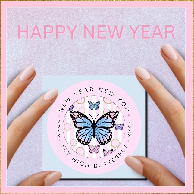 Nytt år - nytt flyg för dig med hög fjäder - Magne (Say Happy New Year with this Pretty Magnetic Card for the Fridge. )