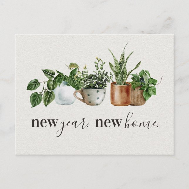 Nytt år Nytt Hem Flyttmeddelande Meddelande Vykort (Framsida)