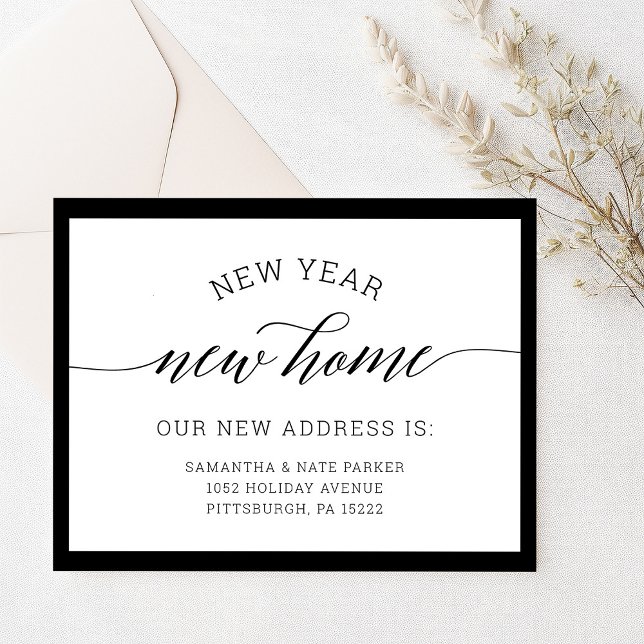 Nytt år | Nytt meddelande om Flytta i hemmet Vykort (New year, new home postcard)